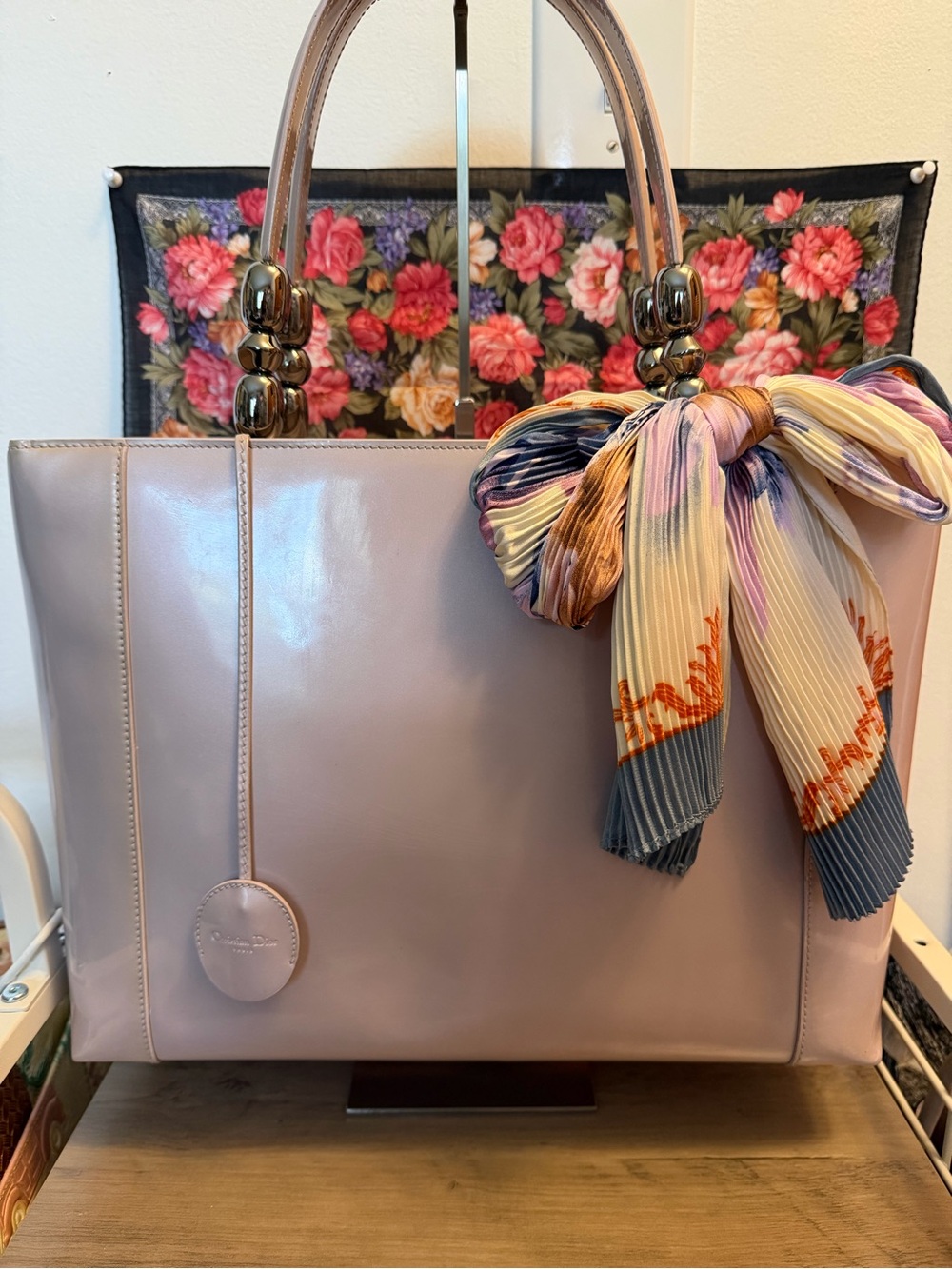 Dior Pink Patent Leather Tote Bag
